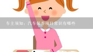 车主须知：汽车保养项目常识有哪些